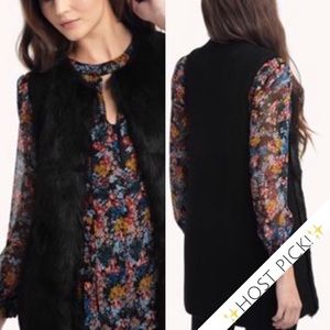 NWT Ella Moss Black Faux Fur Vest